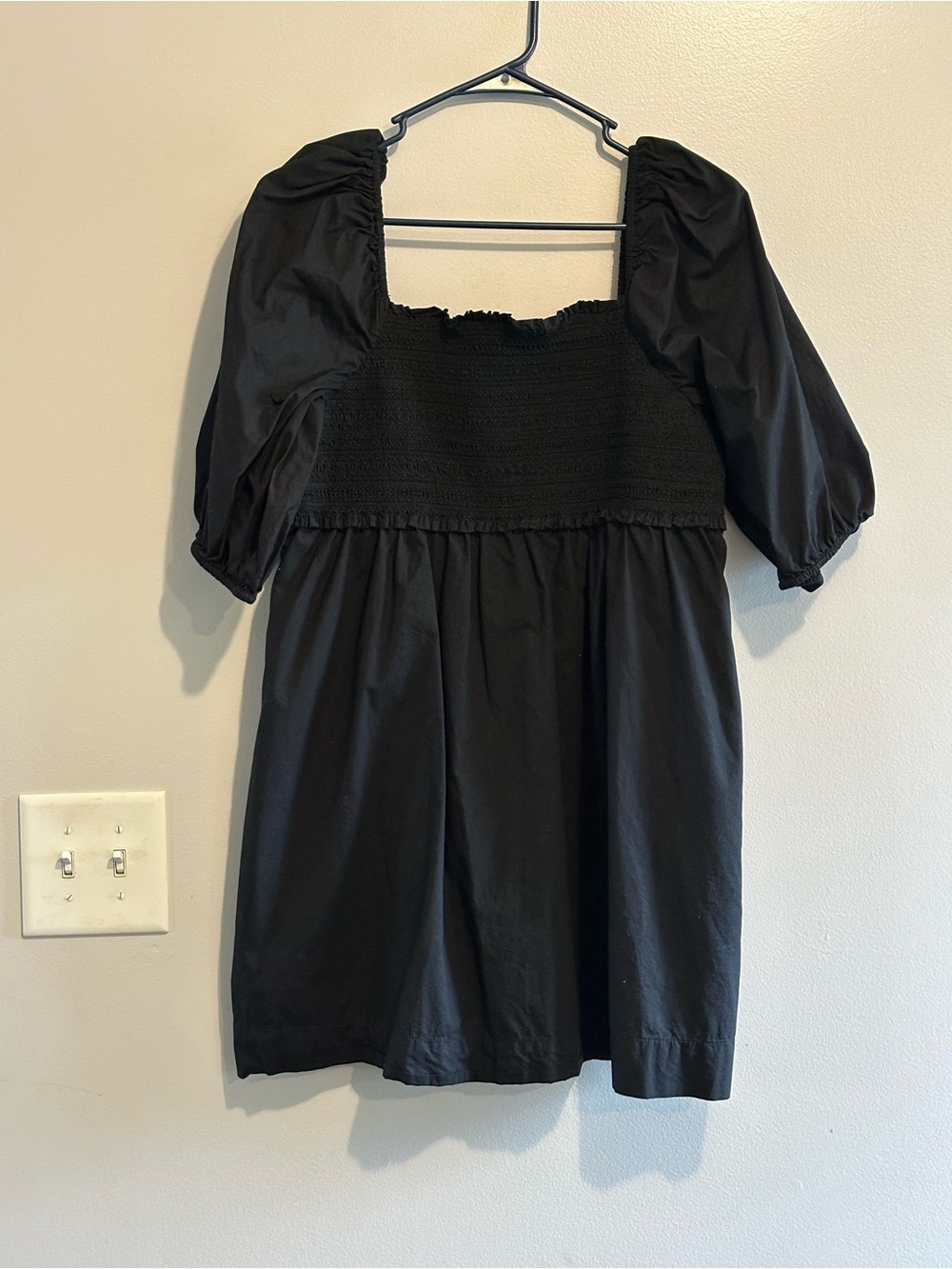 American Eagle Outfitters Black Puff Sleeve Smocked Dress